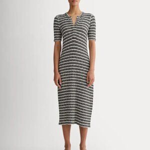 Everlane The Rib-Knit Henley Dress Bone Black Size Small New NWT